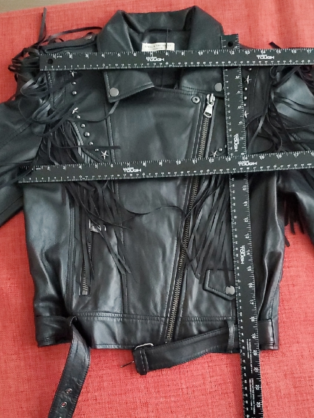 NWT Spell Teodora Black Leather Fringe Moto Jacket with Studs - Picture 11 of 15